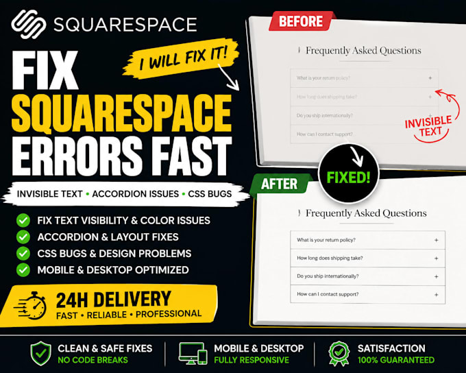 fix squarespace accordion text visibility color and transparency issues