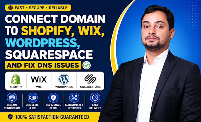 connect domain to shopify, wix, wordpress, squarespace and fix dns issues