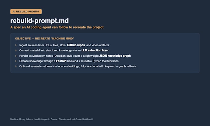 document your github repo and create a rebuild prompt