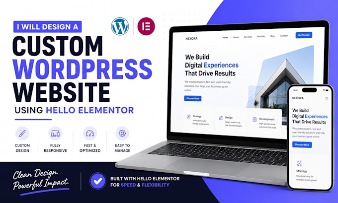 design a custom wordpress website using hello elementor