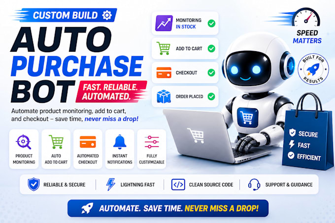 develop a fast sneakers bot for shopify, nike, adidas, and supreme