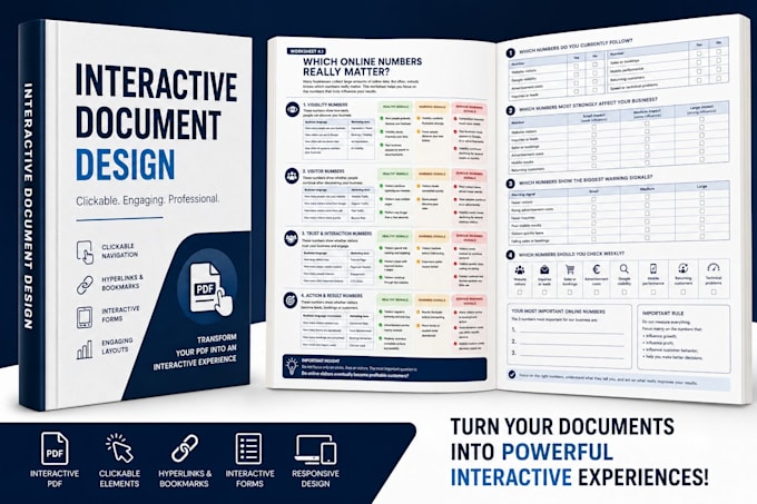 design interactive pdf fillable PDF forms, clickable , workbook ebook