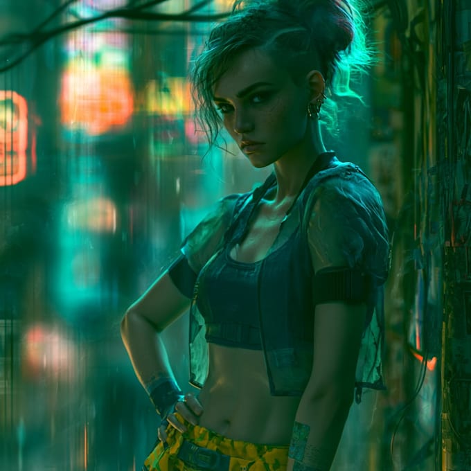 cyberpunk female character desing