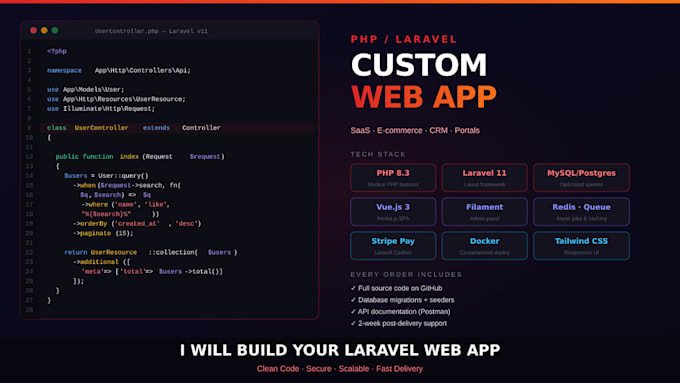 build a laravel PHP custom web application