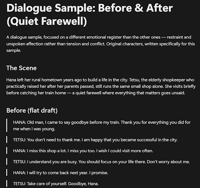 write emotional character driven dialogue for games and stories