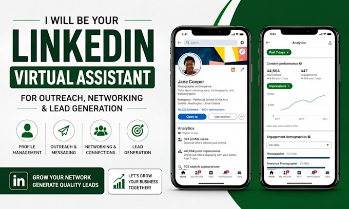 be your linkedin VA for outreach, networking, and lead generation
