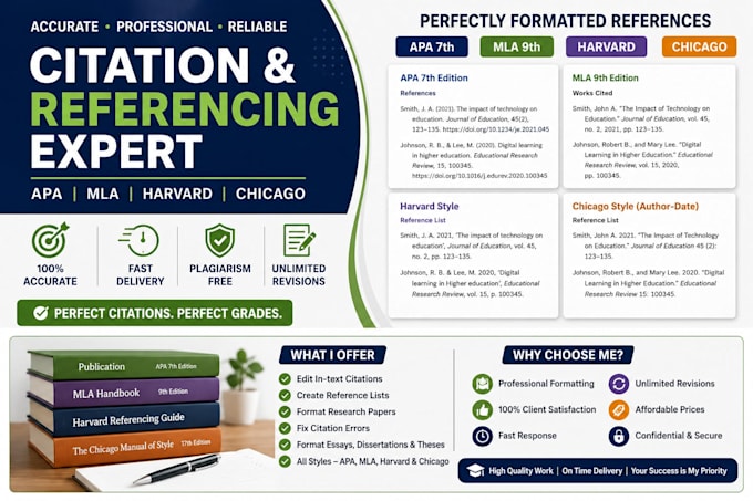 edit citations and make references in apa, harvard, mla and chicago formats