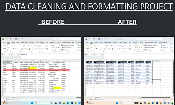 do professional excel data cleaning and formatting