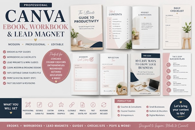 design a professional canva ebook workbook or lead magnet