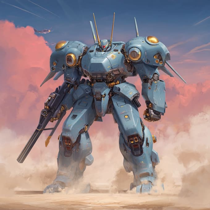 do anime style mecha robot illustrations