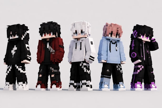 create custom anime minecraft skins, character skins and HD minecraft skins
