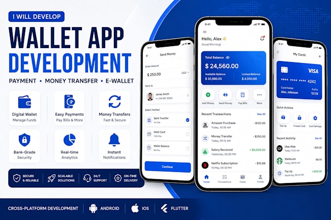 develop a wallet app, payment app, money transfer app, or e wallet app