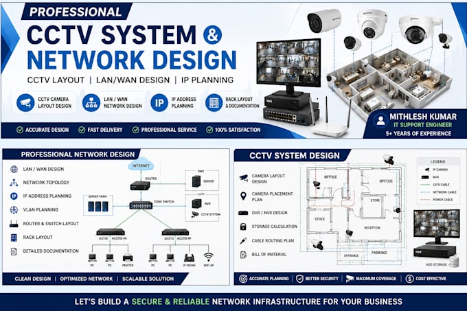 expert cctv surveillance, network topology and IP planning