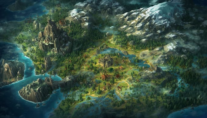 draw fantasy map or ship illustration with cool details