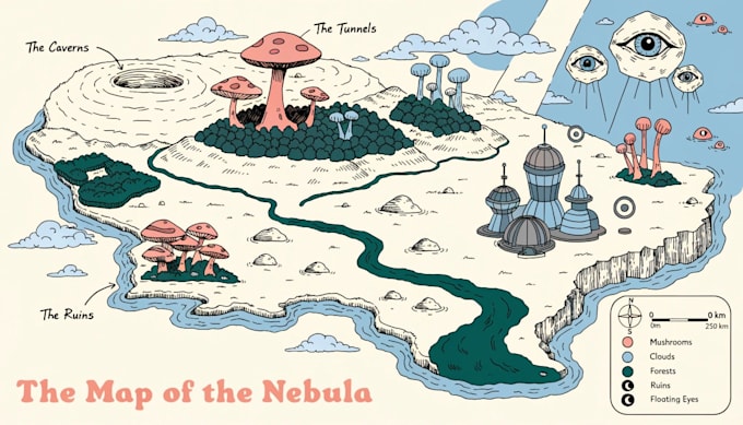 draw a custom map for fantasy, scifi, book or boardgame