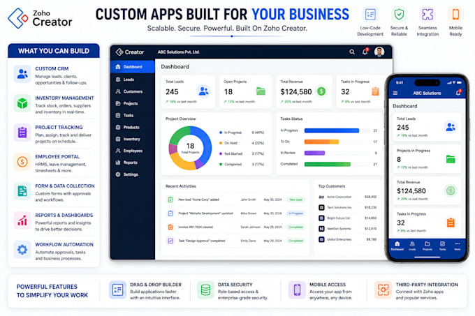 build custom zoho creator apps and automate workflows
