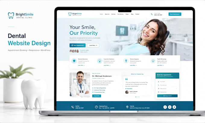 design a dental clinic wordpress website with appointment booking
