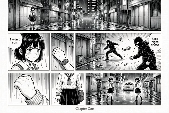 create professional manga comic page illustration