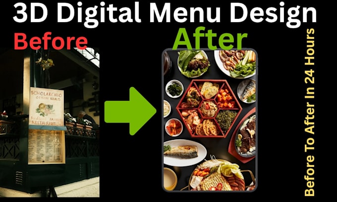 design 3d digital restaurant menu for mobile tablet and tv