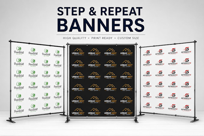 design a clean step and repeat, and rectangular banner
