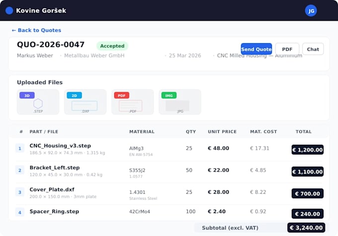 build custom quoting or automation tools for manufacturers