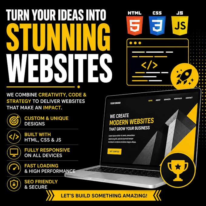 build custom HTML CSS js website design for your business