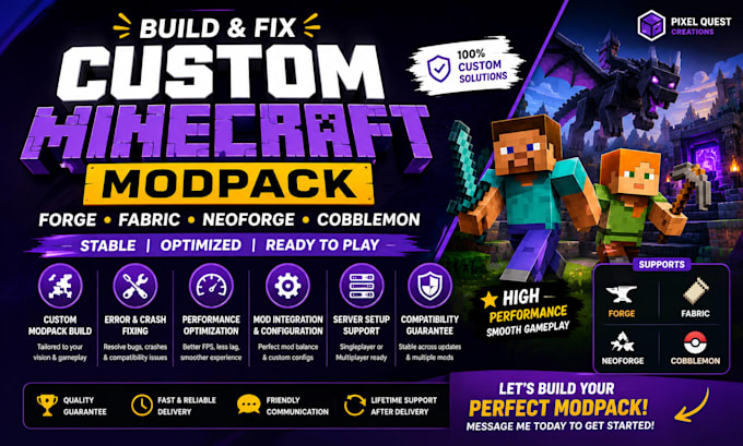 build and fix custom minecraft modpack for forge fabric, neoforge, and cobblemon