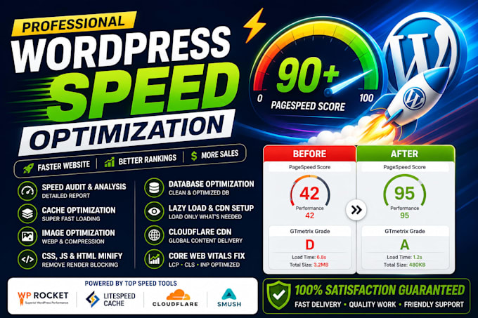 optimize wordpress website speed, core web vitals, and gtmetrix