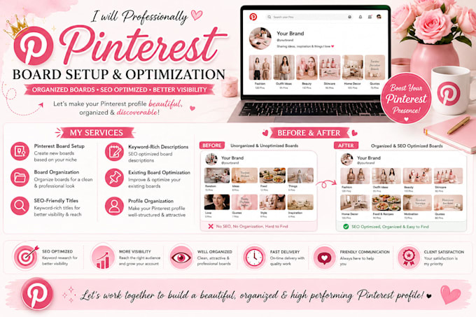 set up and optimize pinterest boards for SEO