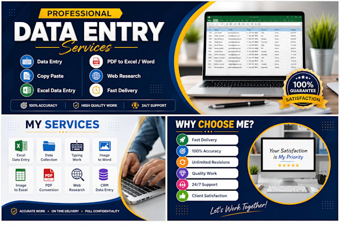 do accurate data entry, copy paste, excel and PDF typing