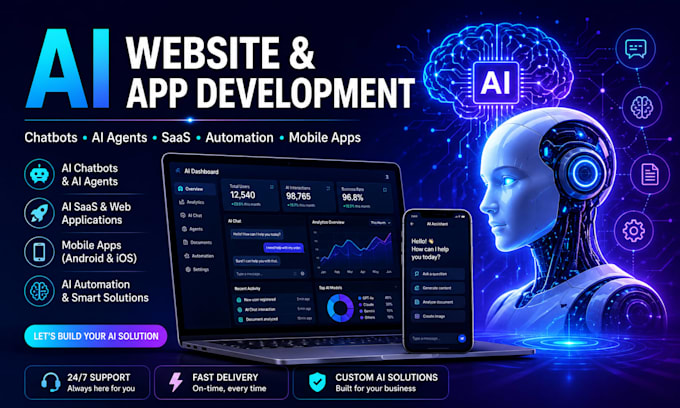 build ai mobile app for both android and ios, ai website, ai app, chatbot