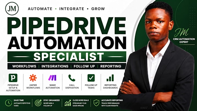 pipedrive automation expert zapier make workflow call follow up task, reporting