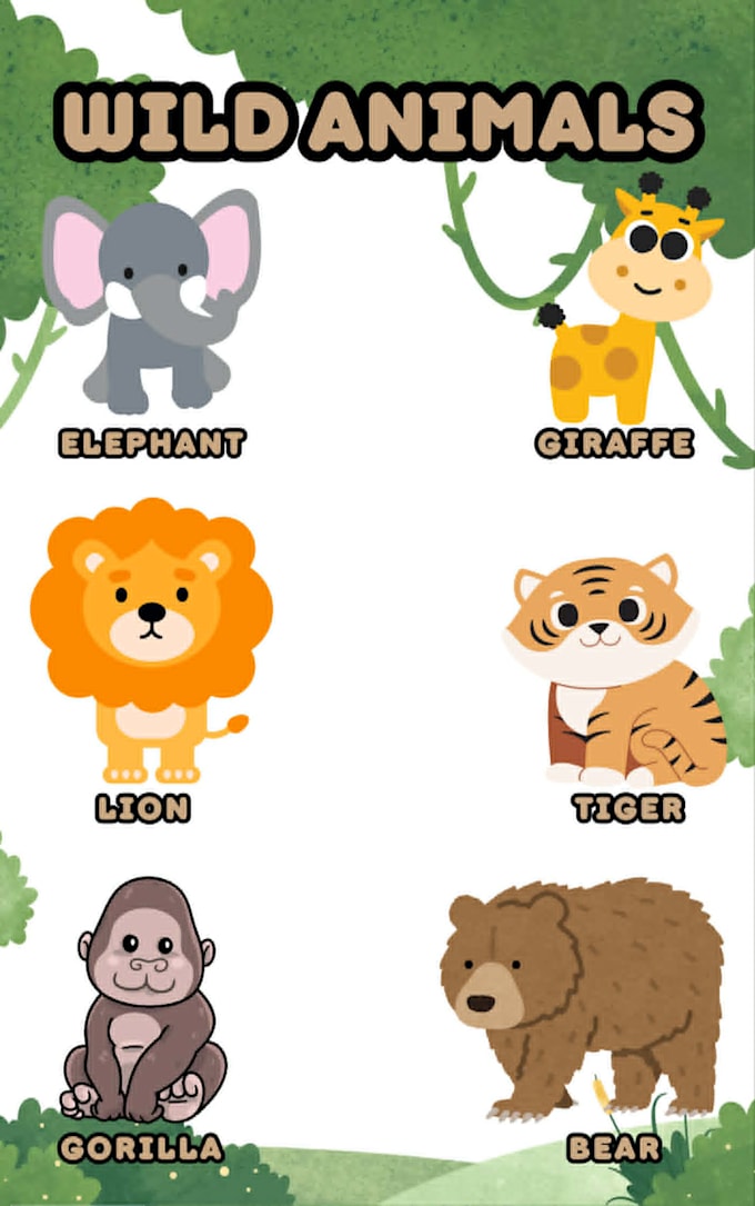 illustrate a cute animals learning children book