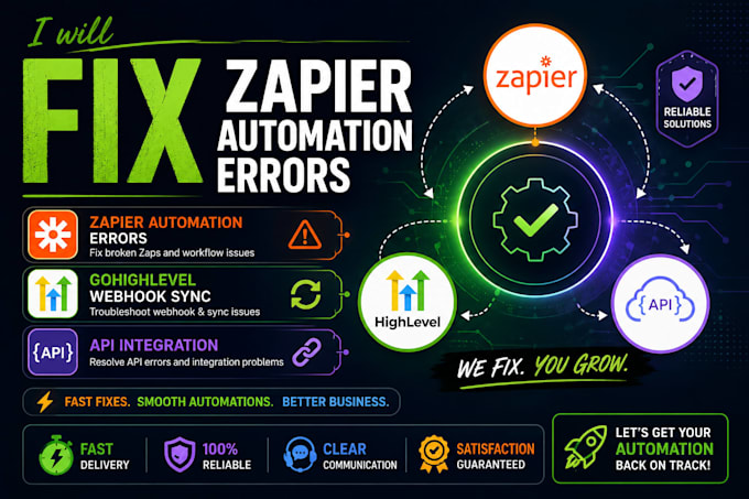 fix zapier automation errors, gohighlevel webhook sync