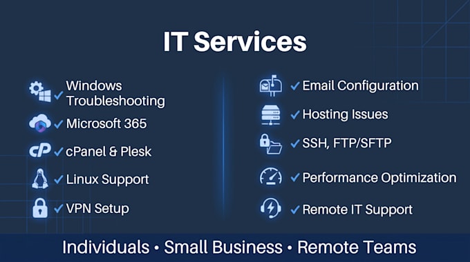provide remote IT support and technical support for windows, linux, web hosting