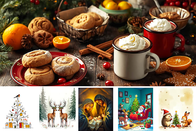 create custom christmas illustrations, holiday marketing graphics, ai art