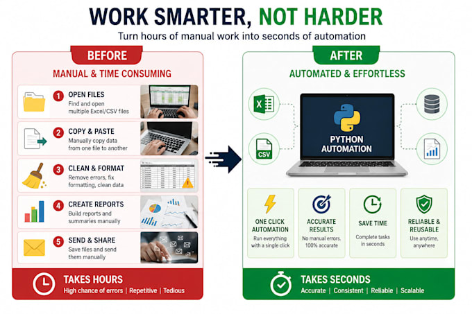 automate excel, CSV and repetitive tasks using python
