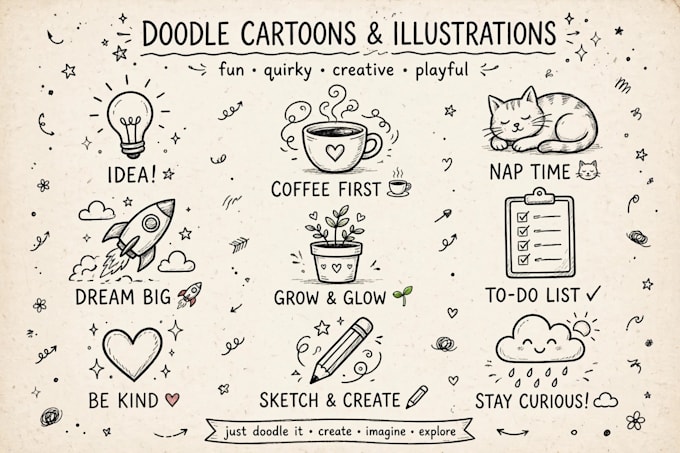 draw doodle wall art, mural and decal illustration