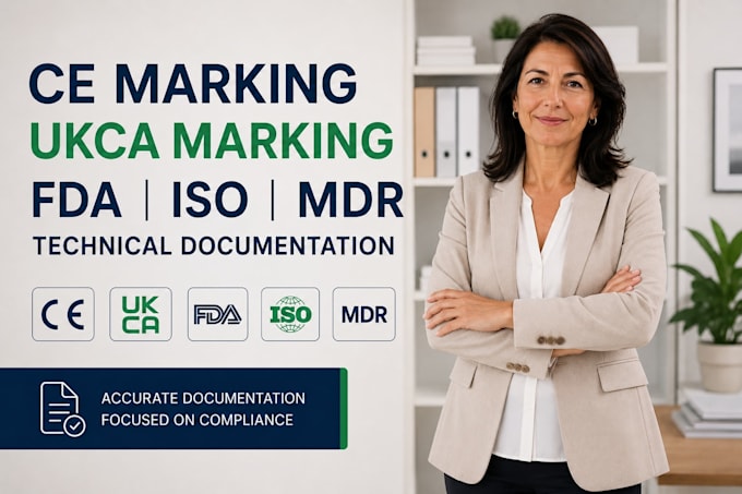 provide ce marking, ukca marking, fda, iso, mdr technical documentation