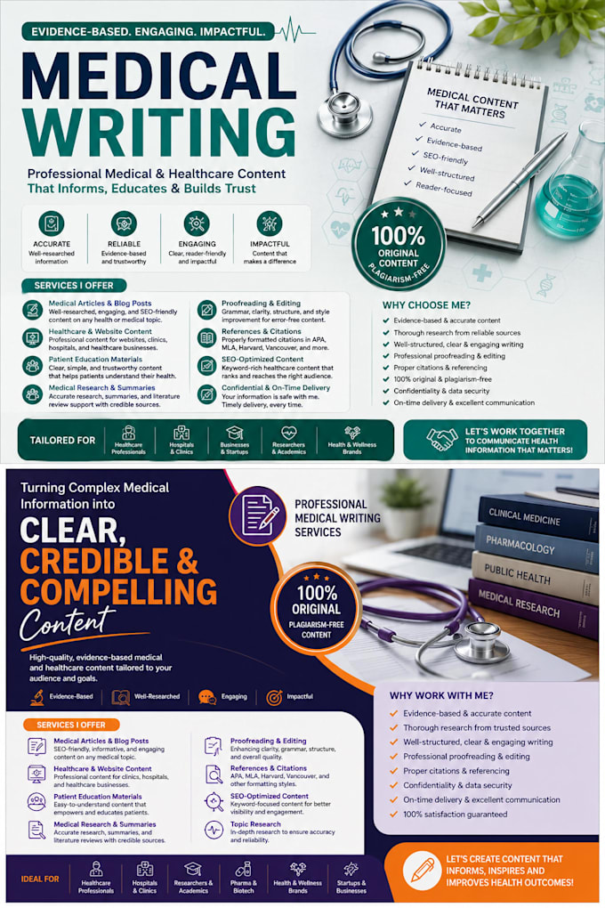 write professional medical and healthcare content