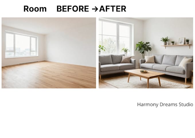 virtually stage your empty room for real estate