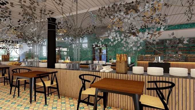 do hospitality interior design with realistic 3d renderings