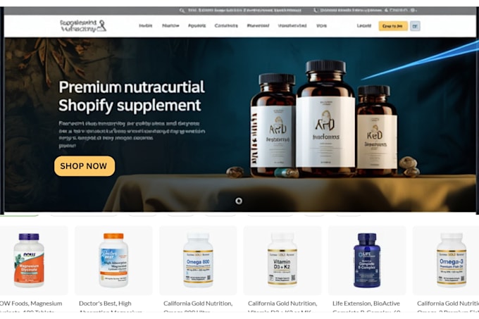 design nutraceutical shopify store peptide website sarm store supplement website
