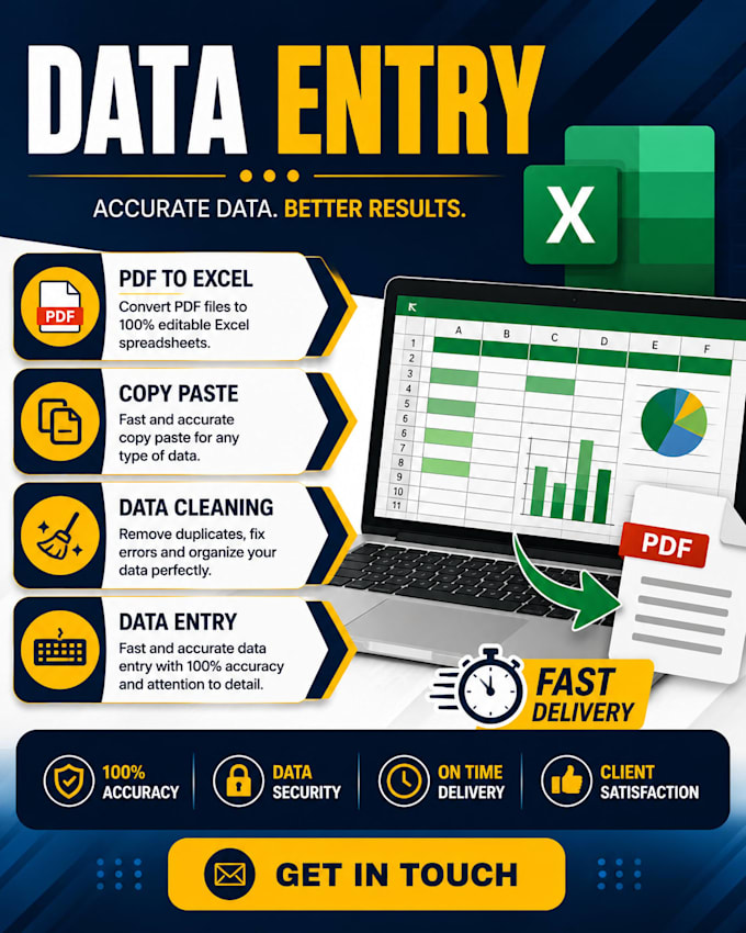 do excel data entry copypaste data cleaning and PDF to excel