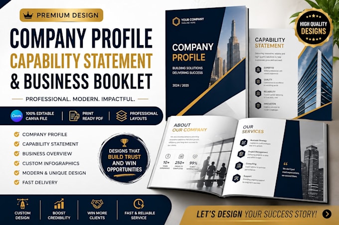 design a company profile, capability statement,