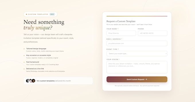 a modern wedding invitation website with rsvp