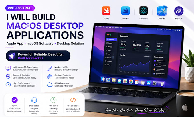 develop a custom macos desktop application using swift, swiftui, electron, xcode