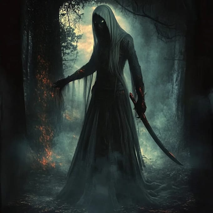 create vintage horror illustration with comic art style