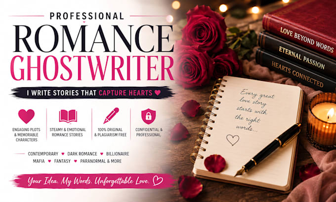 ghostwrite your contemporary, dark, or steamy romance novel