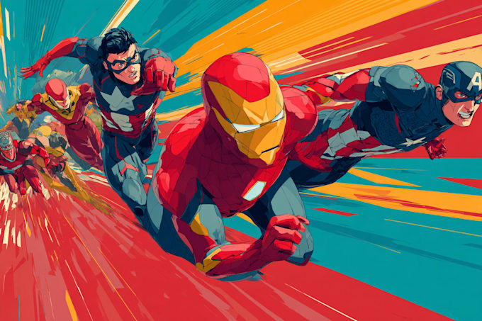 illustrate professional comic book superhero scenes